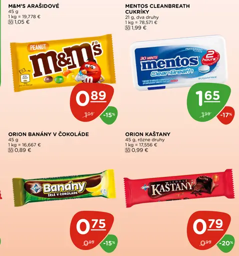 Orion Kaštany tyčinka rôzne druhy