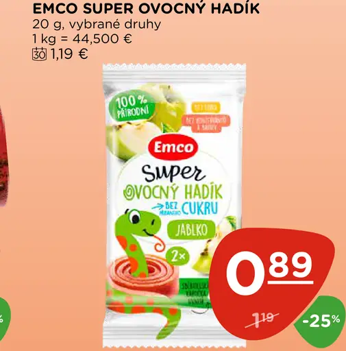 Emco super ovocný hadík rôzne druhy