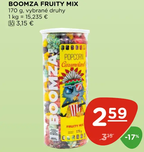 Boomza Fruity Mix, vybrané druhy