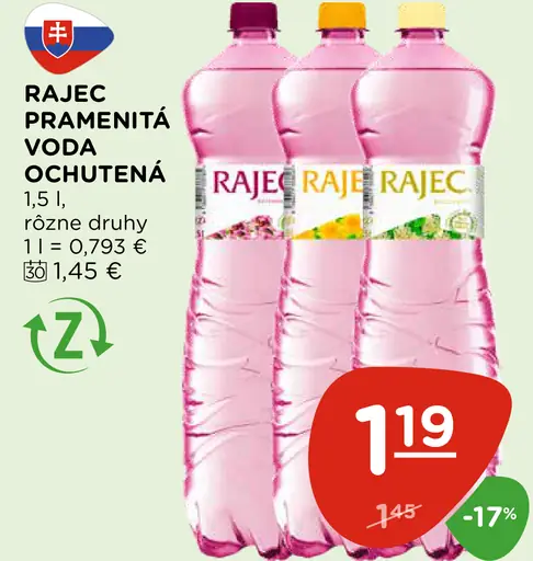 Rajec pramenitá voda ochutená viac druhov