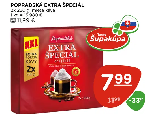 Popradská Extra špeciál originál mletá káva