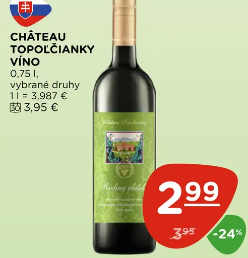 Château Topoľčianky víno rôzne druhy