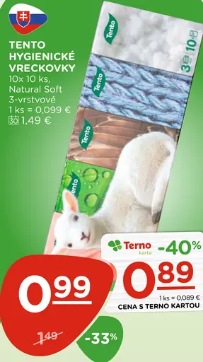 Tento hygienické vreckovky Natural Soft 3-vrstvové