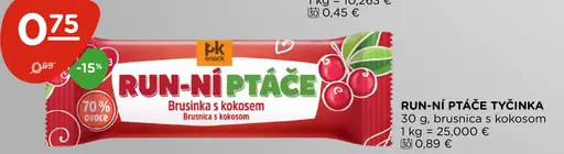 Run-Ni Ptáče tyčinka s brusnicou a kokosom