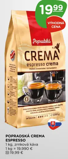 Popradská Crema Espresso zrnková káva
