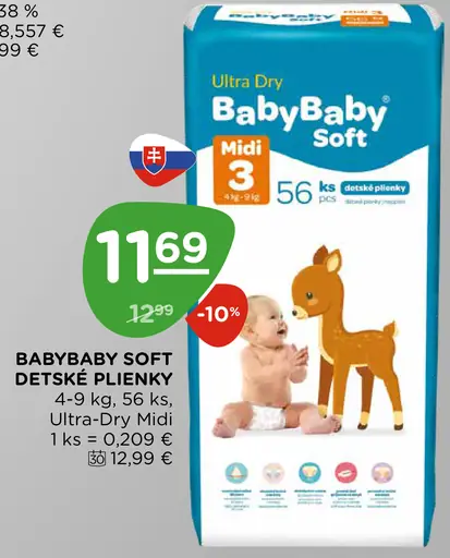 BabyBaby Soft detské plienky Midi