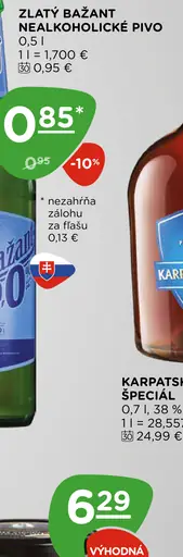 Zlatý Bažant nealkoholické pivo a radler