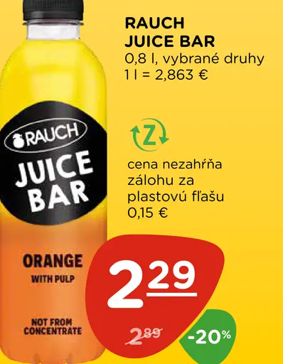 Rauch Juice Bar pomarančový nápoj s dužinou