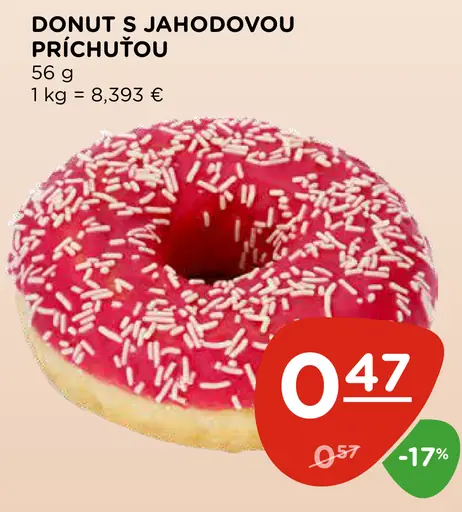 Donut s jahodovou príchuťou