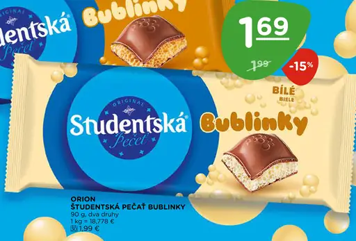 Orion Studentská pečať Bublinky čokoládová tyčinka s príchuťou karamelu