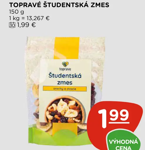 Toprave študentská zmes, orechy a ovocie