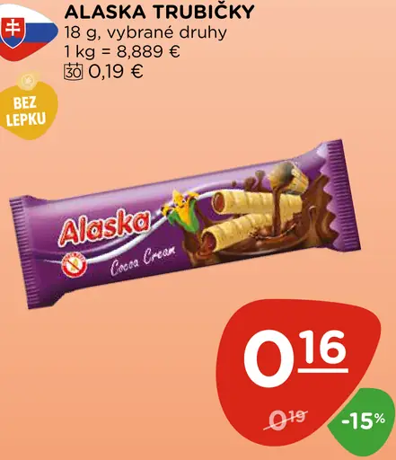 Alaska trubičky rôzne druhy