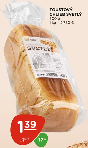 Toastový chlieb svetlý