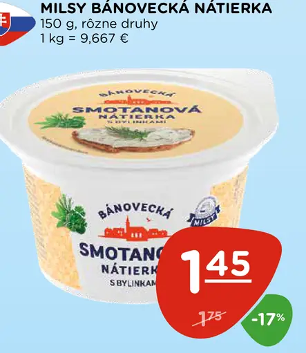 Milsy Bánovecká smotanová nátierka s bylinkami