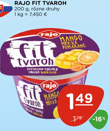 Rajo Fit tvaroh mango-marakuja-pomaranč