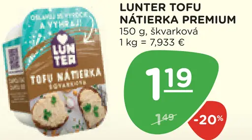 Lunter tofu nátierka Premium francúzska