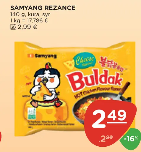 Samyang rezance Buldak Hot Chicken Flavor Cheese