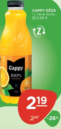 Cappy džús, rôzne druhy