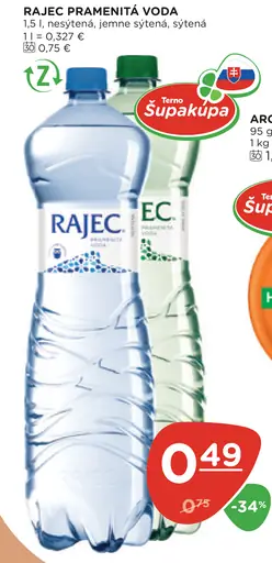Rajec pramenitá voda sýtená, jemne sýtená, nesýtená, dojčenská