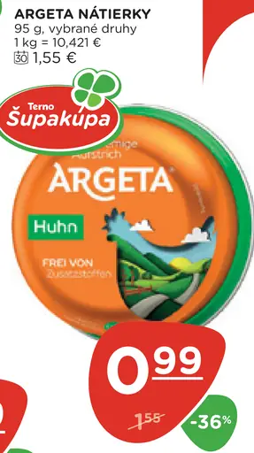 Argeta nátierky, vybrané druhy
