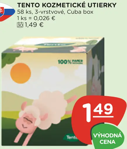 Tento Kozmetické Utierky 3-vrstvové, Cuba box