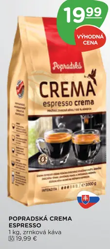 Popradská Crema Espresso zrnková káva