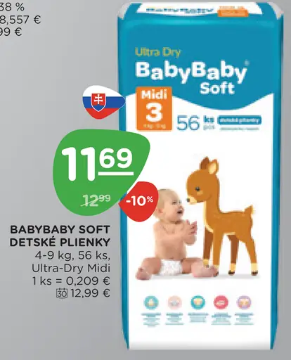 BabyBaby Soft detské plienky Ultra-Dry Midi