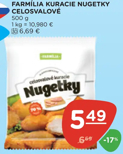 Farmília kuracie nugetky celosvalové