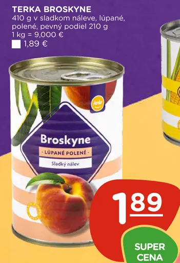 Terka broskyne lúpané polené v sladkom náleve