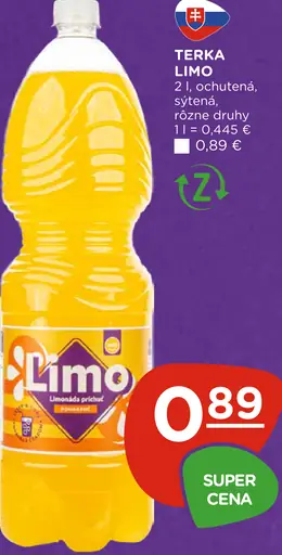 Terka Limo, ochutená sýtená limonáda, rôzne druhy