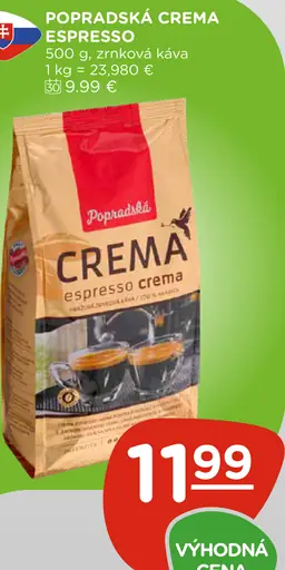 Popradská Crema Espresso zrnková káva