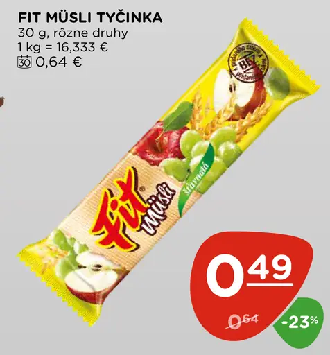 Fit müsli tyčinka rôzne druhy