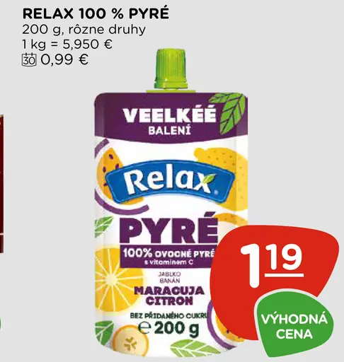 Relax ovocné pyré 100 % rôzne druhy