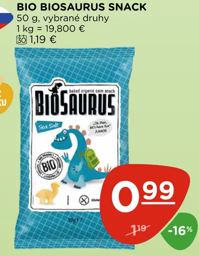 Bio Biosaurus snack, vybrané druhy