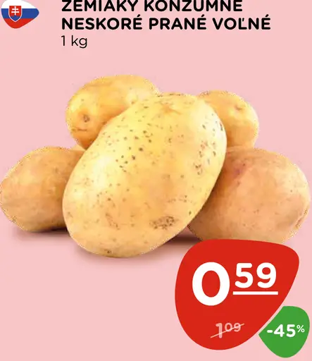 Zemiaky konzumné neskoré prané voľne