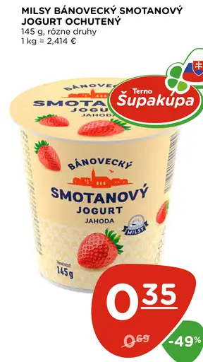 Milsy Bánovecký smotanový jogurt rôzne druhy