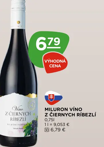 Víno z čiernych ríbezlí Miluron