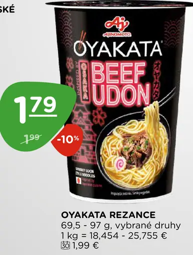 Oyakata rezance Beef Udon, vybrané druhy
