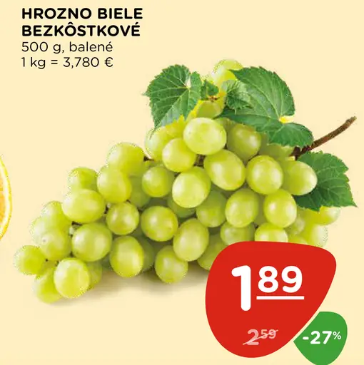 Hrozno biele bezjadierkové