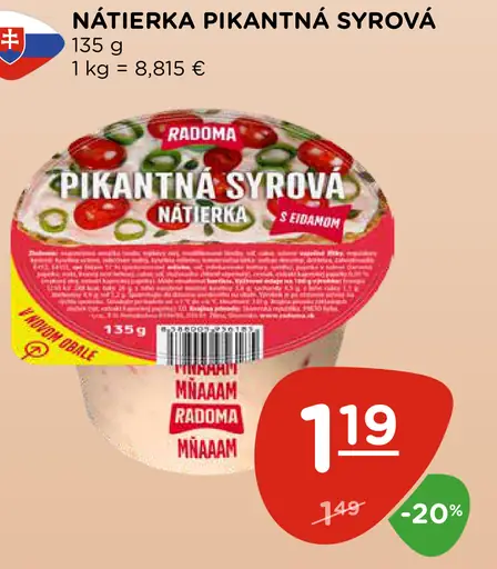 Radoma pikantná syrová nátierka