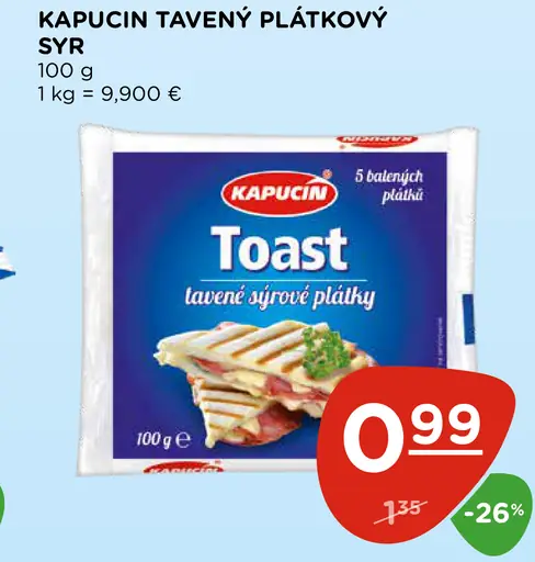 Kapučin toast plátkový syr