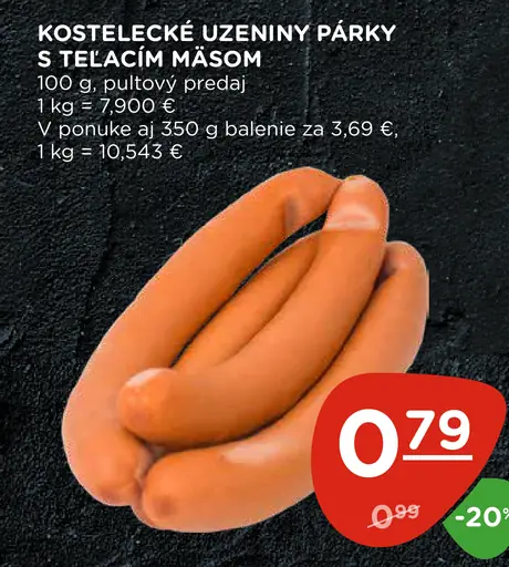 Kostelecké uzeniny párky s teľacím mäsom