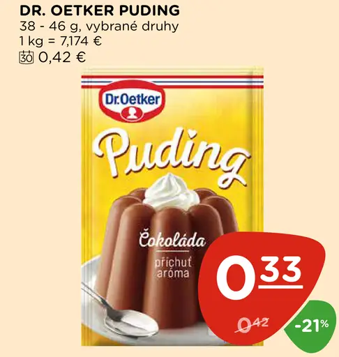 Dr. Oetker puding čokoládový, vybrané druhy