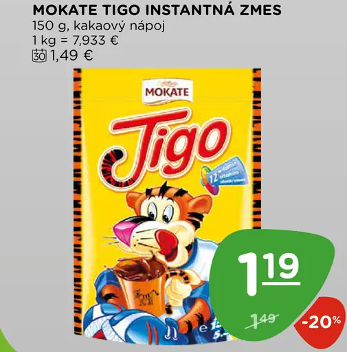 Mokate Tigo instantná zmes na kakaový nápoj