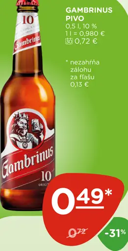 Gambrinus 10° plechovka