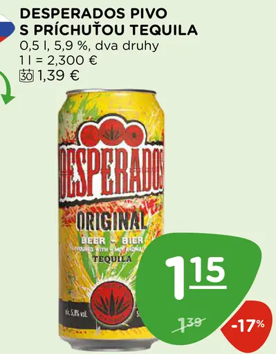 Desperados pivo s príchuťou tequily Original plechovka