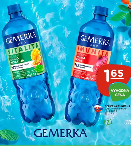 Gemerka Pro Imunita funkčná voda s príchuťou malina šípka
