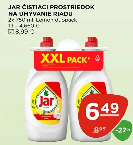 Jar prostriedok na umývanie riadu lemon