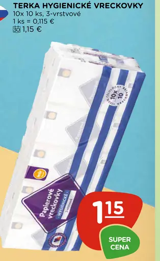 Terka hygienické vreckovky, 3-vrstvové