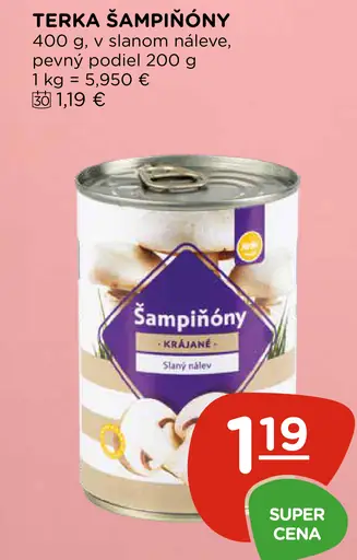 Terka šampiňóny krájané v slanom náleve